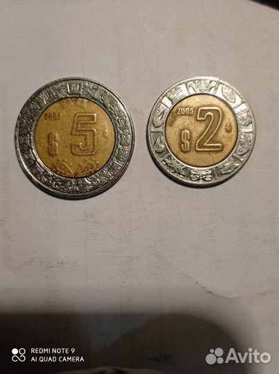Монеты Мексики. 2шт
