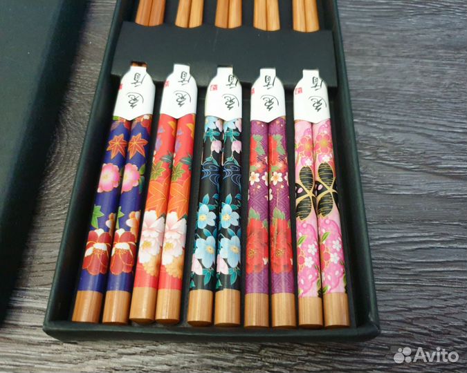 Новый набор 5 пар бамбуковых палочек для еды