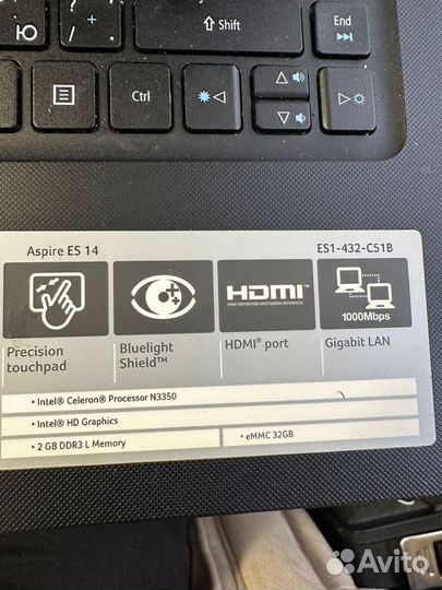 Acer ES1-432, ES 14, 2018/2019 Intel n3350