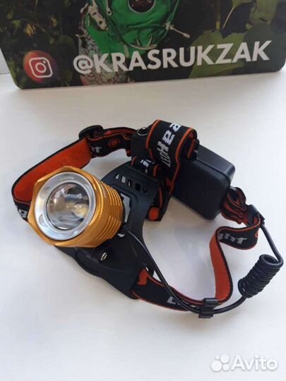 Фонарь налобный яркий T6 зум
