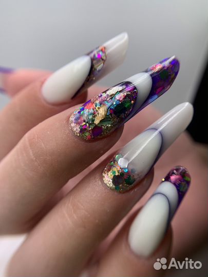 Арочное Наращивание ногтей выкладной френч