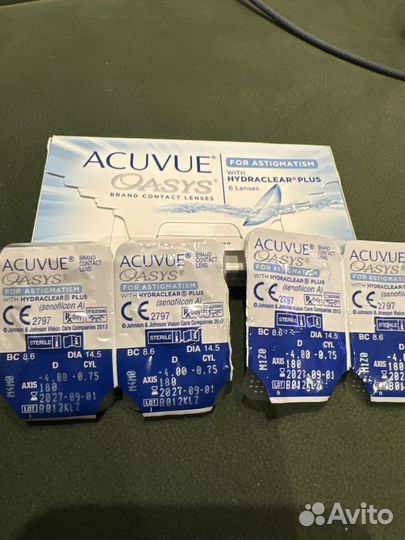 Линзы acuvue oasys astigmatism -4 -0,75 180