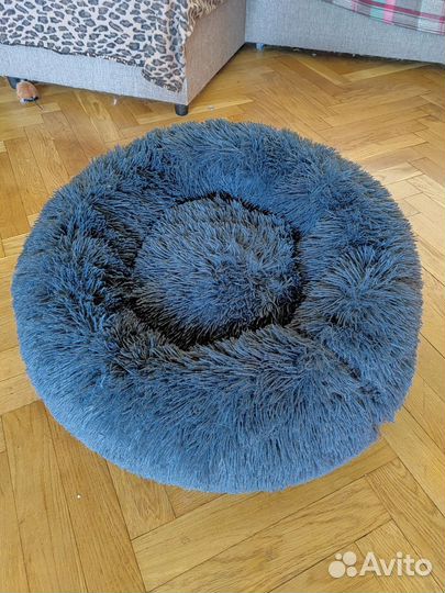 Лежак для кошек и собак круглый, 70 см, серый