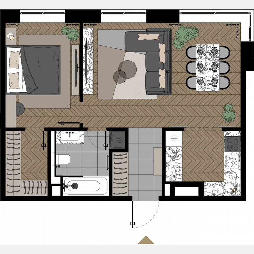1-к. апартаменты, 58,4 м², 22/23 эт.