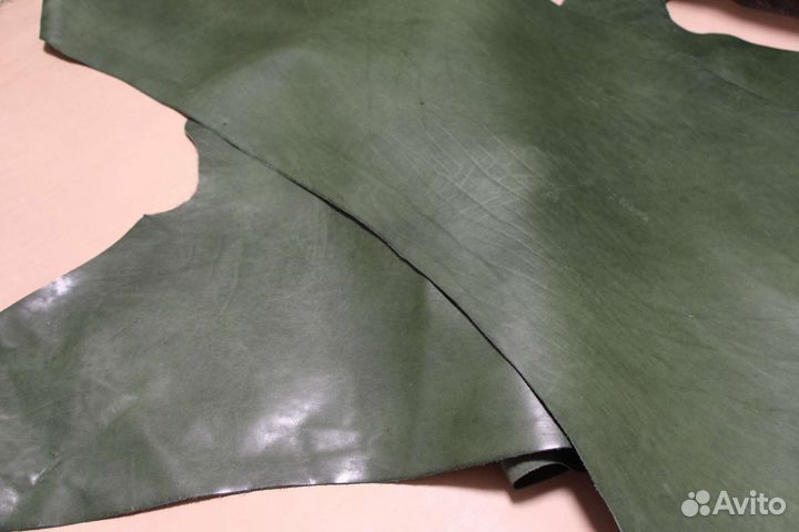 Натуральная кожа Гранж. Зеленый. 1,2-1,4 мм