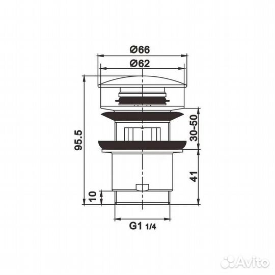 Донный клапан Rose RS01H, черный