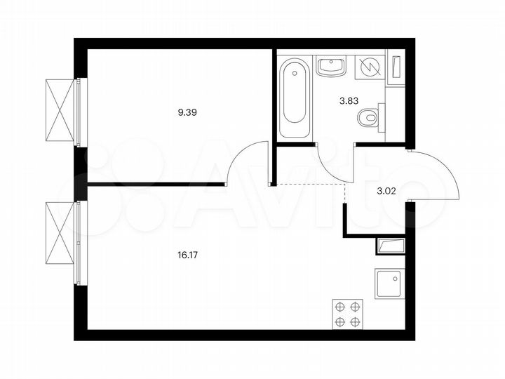 1-к. квартира, 32,4 м², 12/33 эт.