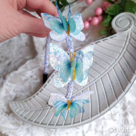 Ободок для волос с бабочками