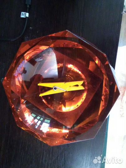 Пепельница винтаж линза красное стекло