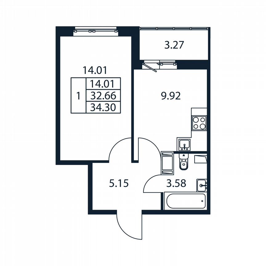 1-к. квартира, 35,9 м², 9/12 эт.