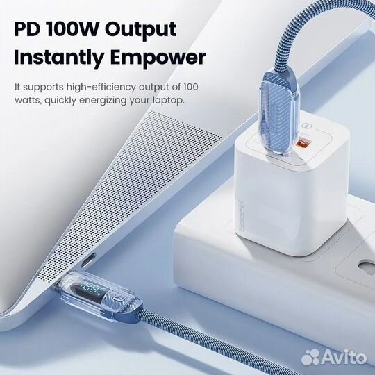 Кабель Toocki USB Type-C, 60/100 Вт с жк-дисплеем