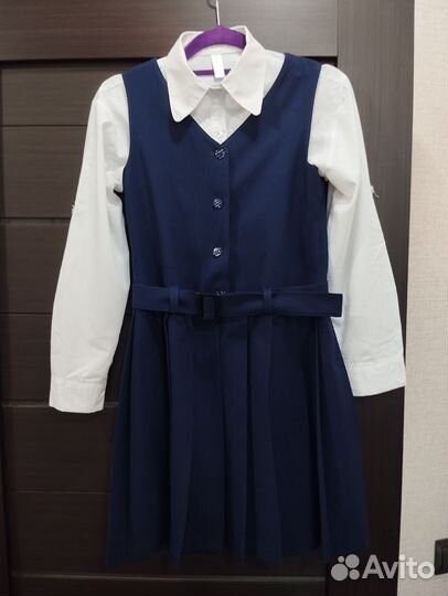 Школьный сарафан 146 синий