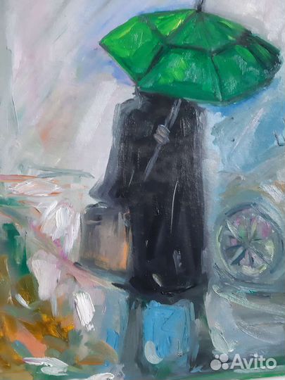 Картина маслом осенний пейзаж город