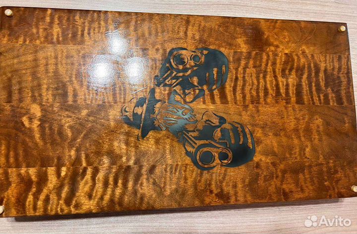 Нарды ручной работы из дерева и янтаря