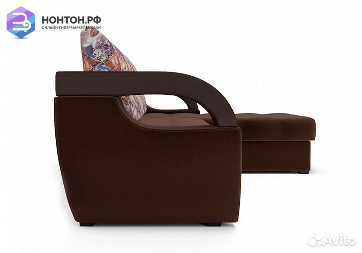 Угловой диван дельфин Мартин микровелюр коричневый