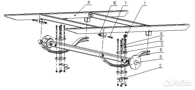 Ось прицепа мзса 817717.015 в сборе, 1300 кг