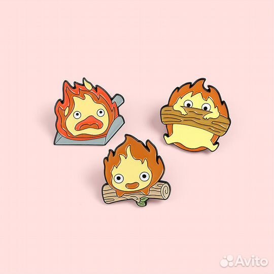Значки огонь металлические 3шт