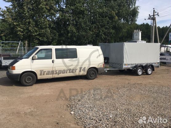 Двухосный прицеп с серым тентом 150 см. Качество