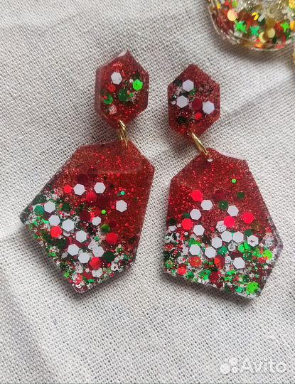 Серьги новогодние блестящие