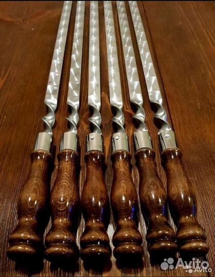 Шампуры из нержавейки с деревянной ручкой