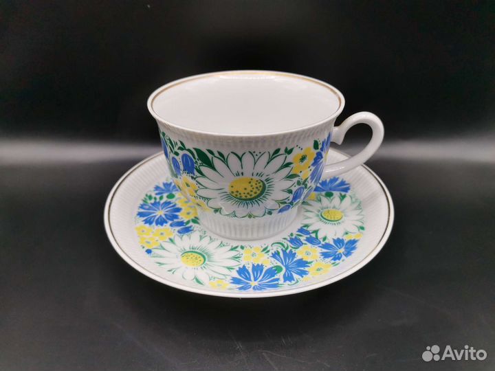 Чайные пары Ромашки Васильки лфз Фарфор СССР