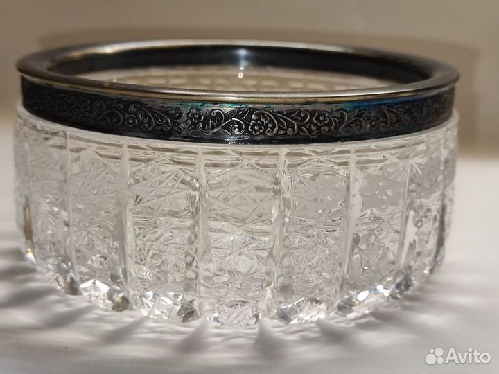 Ваза хрустальная с мельхиором СССР