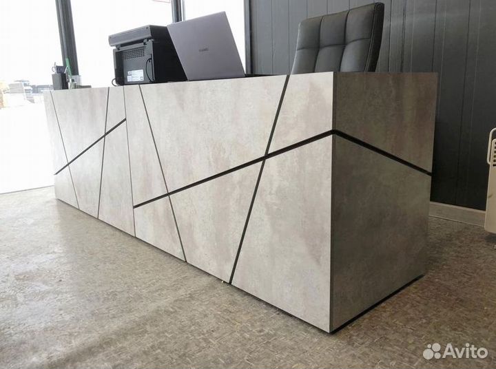 Стол руководителя Концепт Серый Мрамор