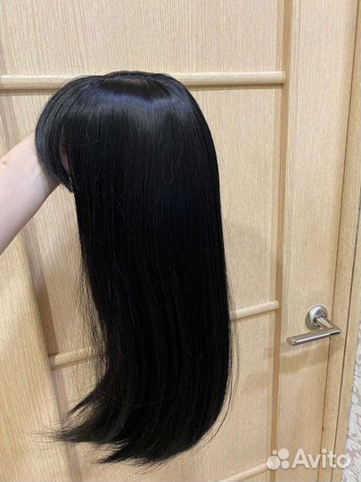 Парик черный с челкой новый