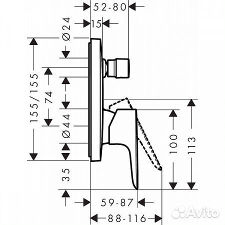 Смеситель для ванны с душем hansgrohe 71745670 Че