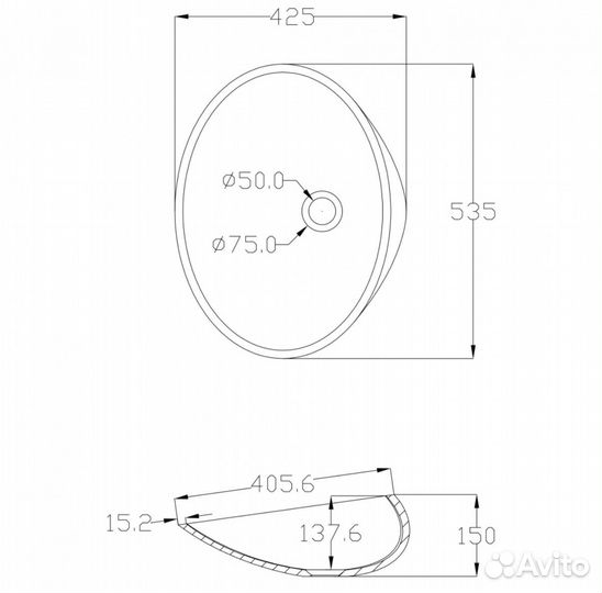 Раковина накладная белая матовая искусственный кам