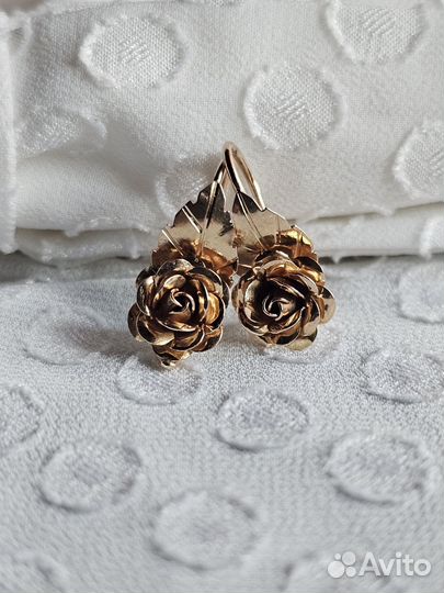 Золотые серьги Розы 583 СССР
