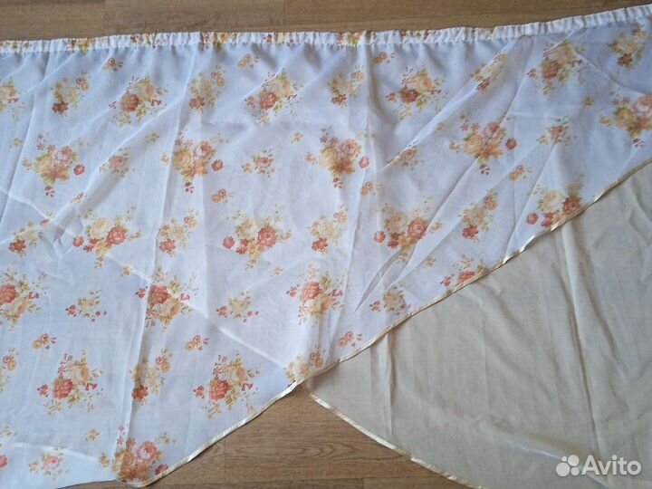 Шторы прямые, на кухню, тюль