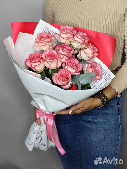 Розовые розы Цветы Букеты