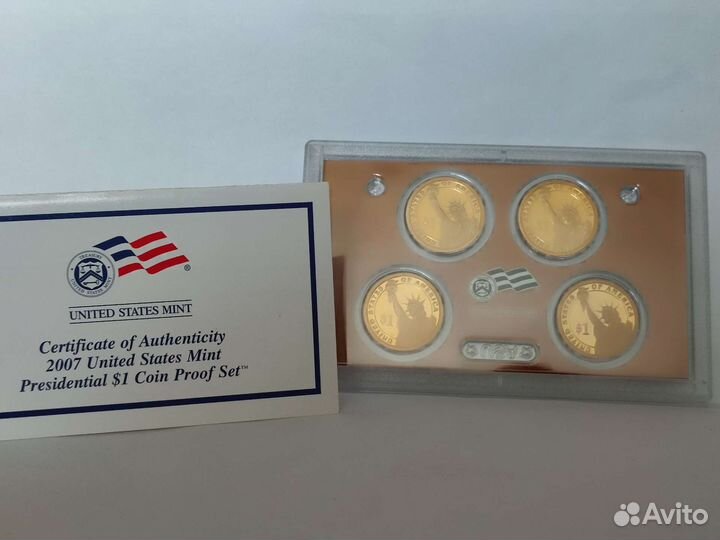 Набор 4 монеты 1 доллар 2007 Президенты США