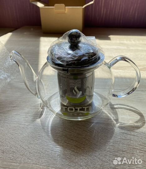 Новый стеклянный заварочный чайник на 600 мл