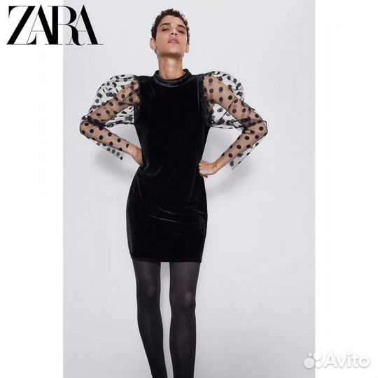 Платье zara новое бархатное L