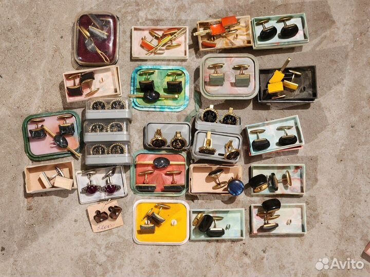 Запонки СССР. С натуральным камнем. Винтаж