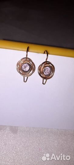 Серьги золотые 583 СССР с александритом