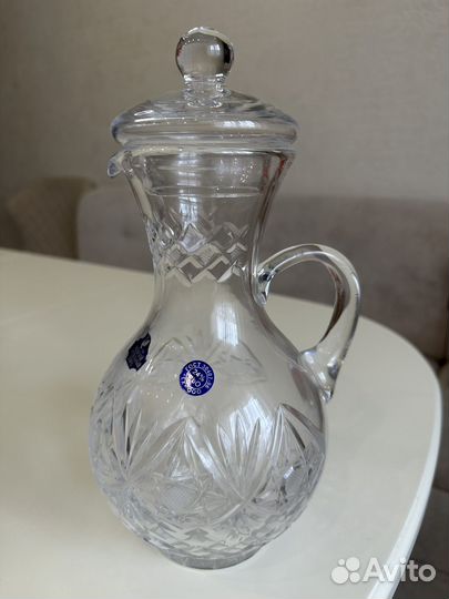 Новый хрустальный кувшин с крышкой Гусь-Хруст