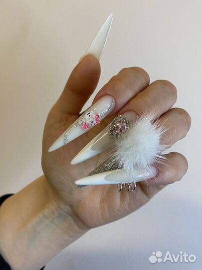 Маникюр /наращивание /крейзи дизайн /экстра-длина