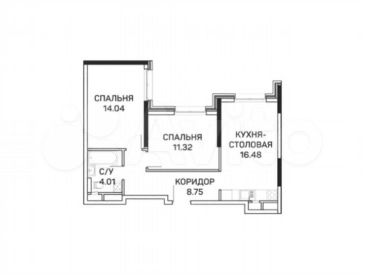 2-к. апартаменты, 54,6 м², 4/8 эт.