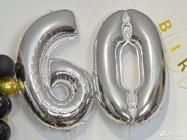 Фольгированные шары цифры 60