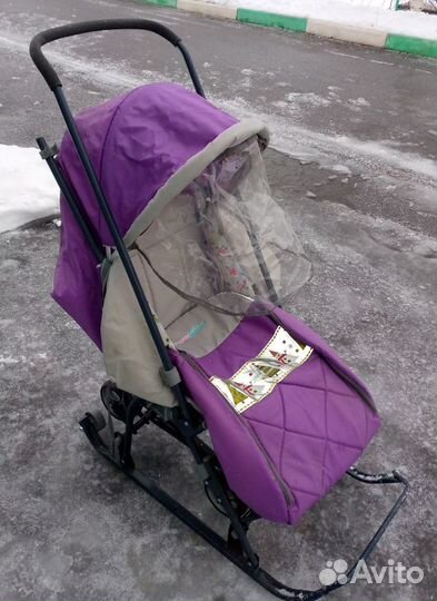 Детские санки коляска с колесами