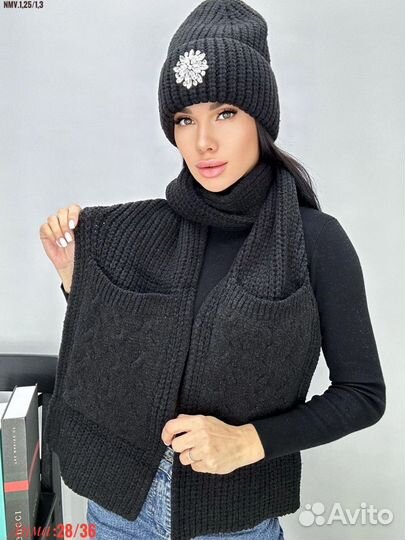 Шапка на флисе и шарф