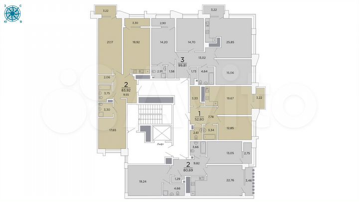 3-к. квартира, 99,8 м², 8/19 эт.