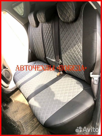 Чехлы Kia Soul 2 из экокожи чёрно-серые Ромб