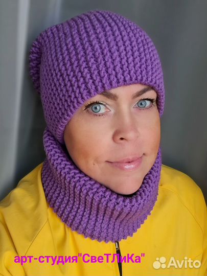 Комплект шапка и снуд женский