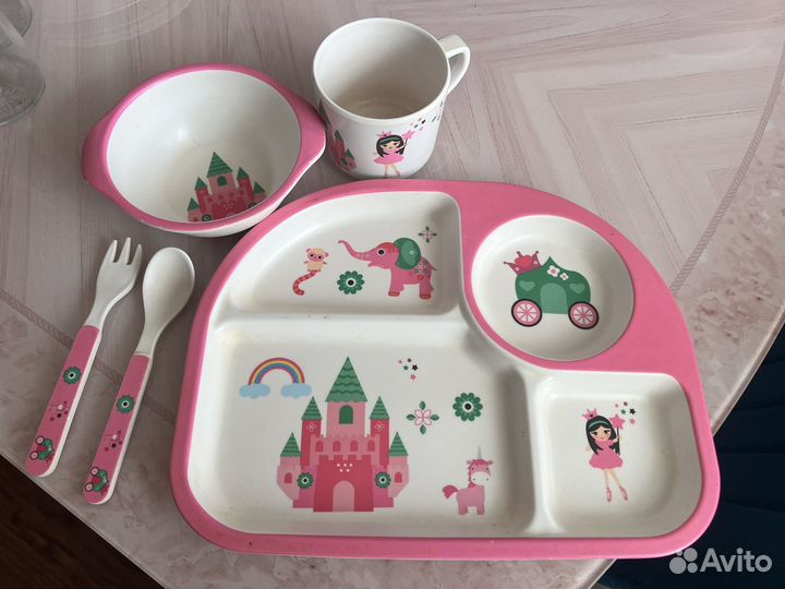 Набор бамбуковой посуды для девочки