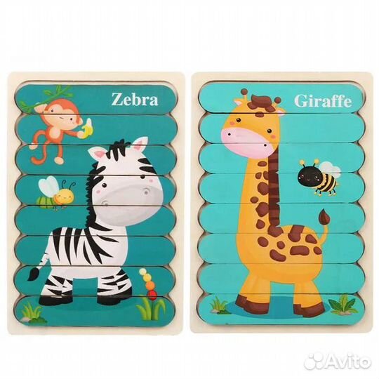 Деревянные пазлы двухсторонние