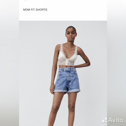 Джинсовые шорты zara mom fit 36